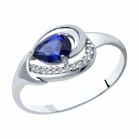 серебряное кольцо с корундом и фианитами