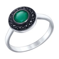 серебряное кольцо с агатом и марказитами