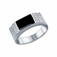 серебряное кольцо с фианитами и эмалью
