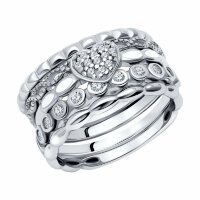 серебряное кольцо с фианитами 