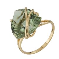 золотое кольцо с зеленым аметистом