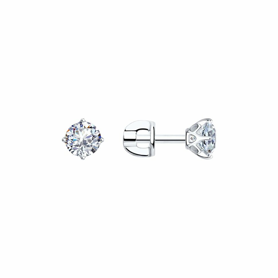 серебряные серьги-пусеты со swarovski