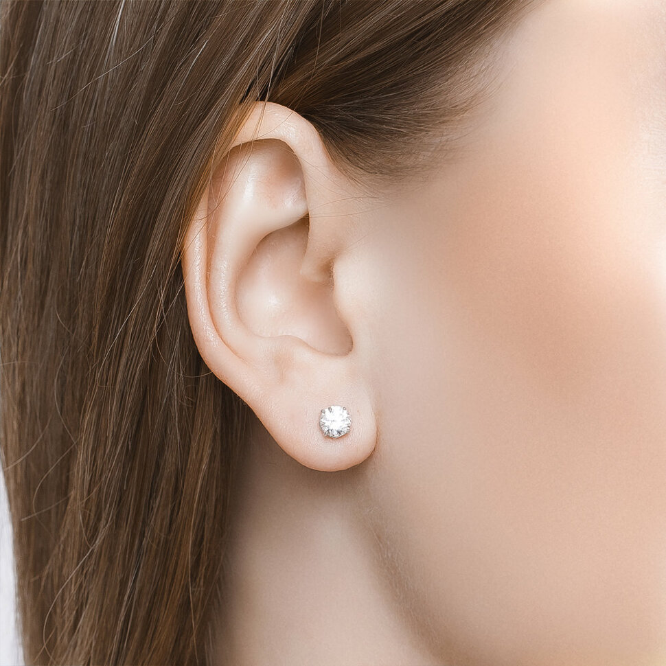 серебряные серьги-пусеты со swarovski