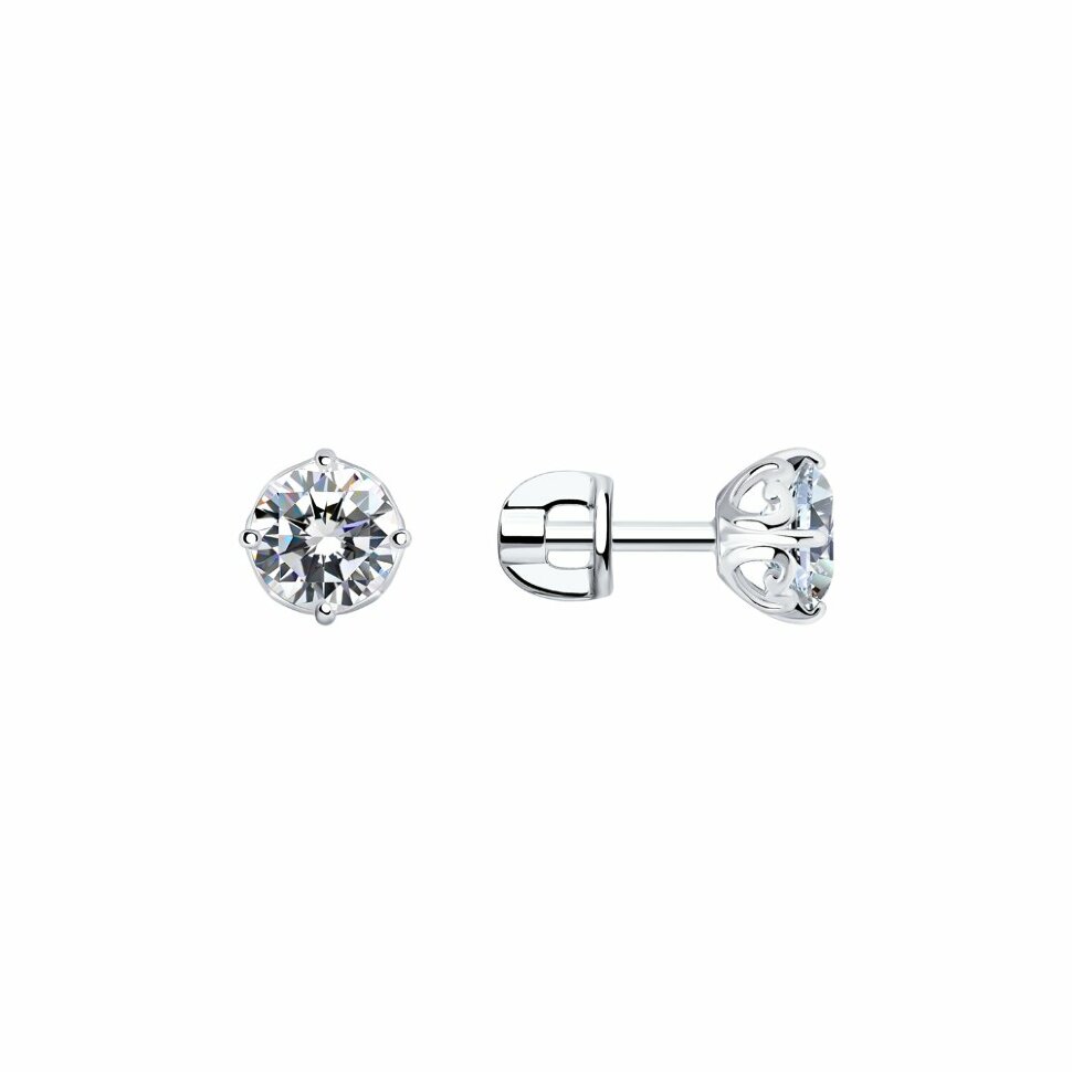 серебряные серьги-пусеты со swarovski