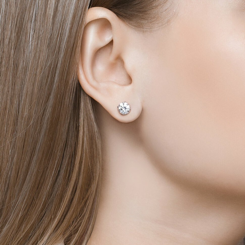 серебряные серьги-пусеты со swarovski