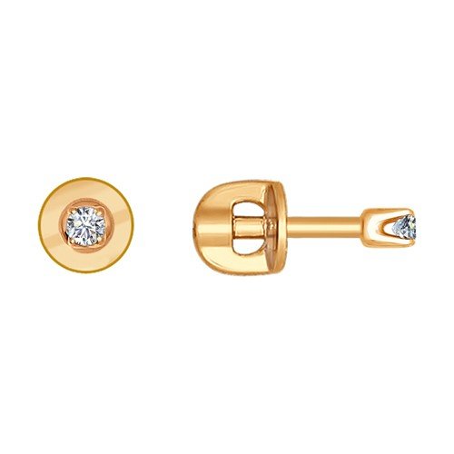 золотые серьги пусеты со swarovski