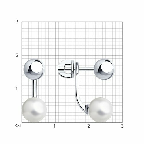 серебряные серьги - пусеты с жемчугом