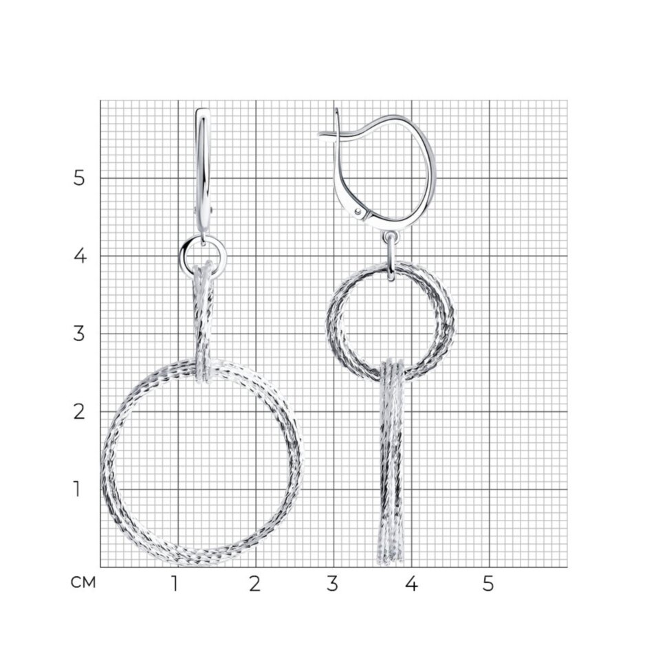 Серебряные серьги с алмазной гранью