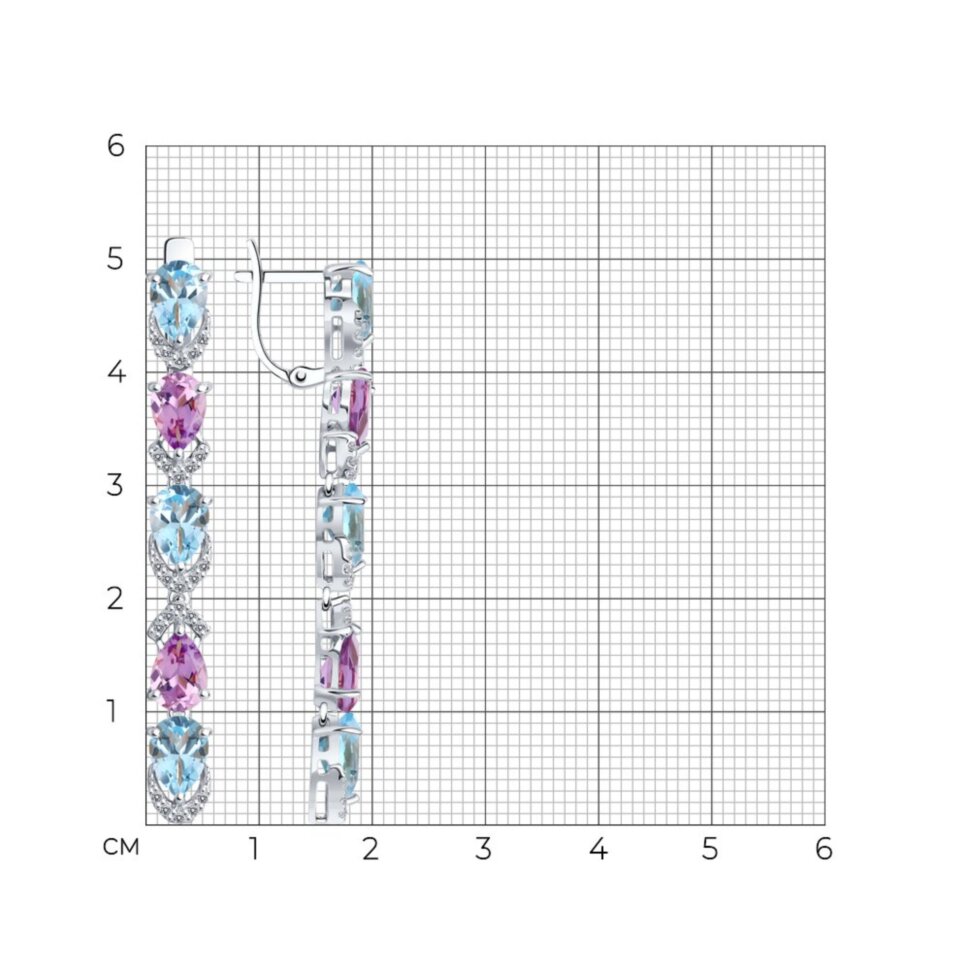 Серебряные серьги с миксом камней