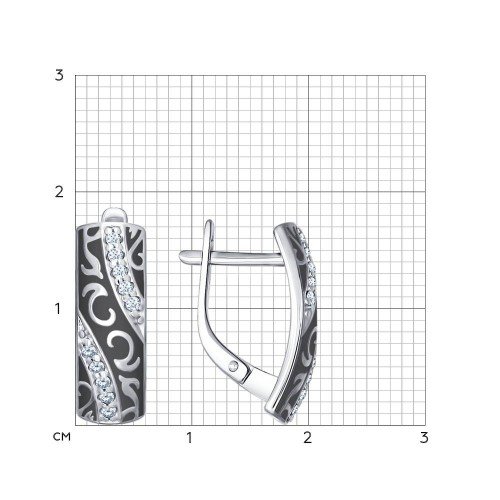 серебряные серьги с эмалью и фианитами