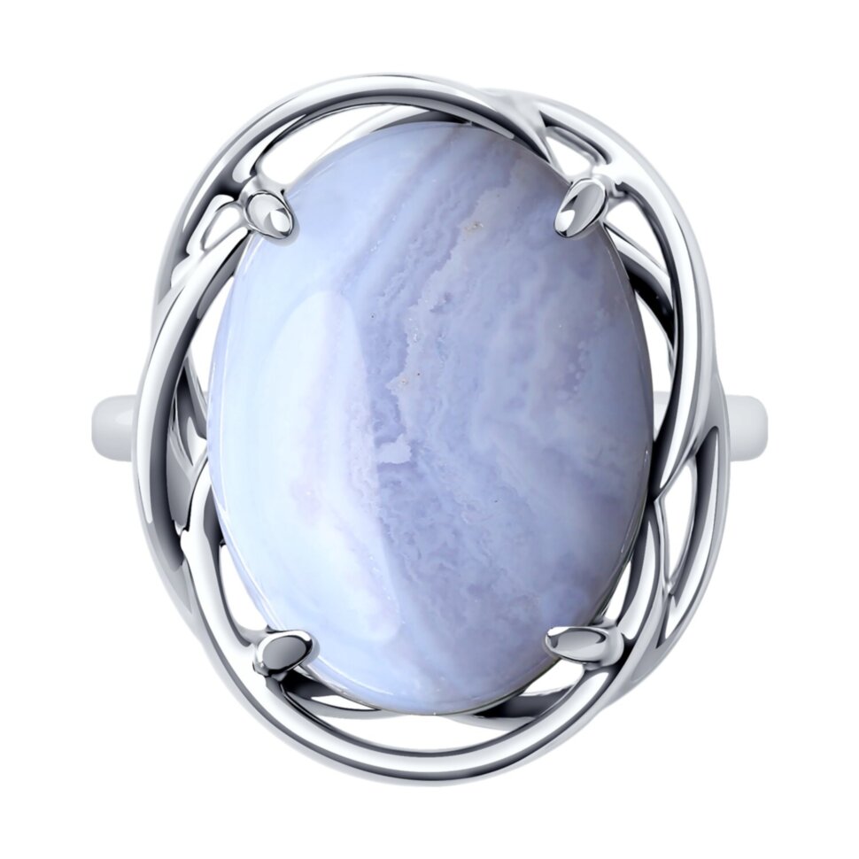 Серебряное кольцо с голубым агатом