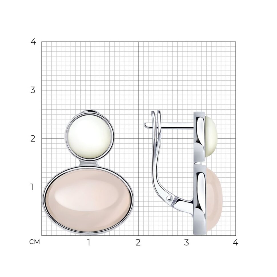 Серебряные серьги с кварцем и перламутром