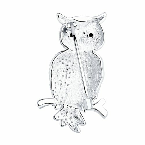 серебряная брошь с фианитами