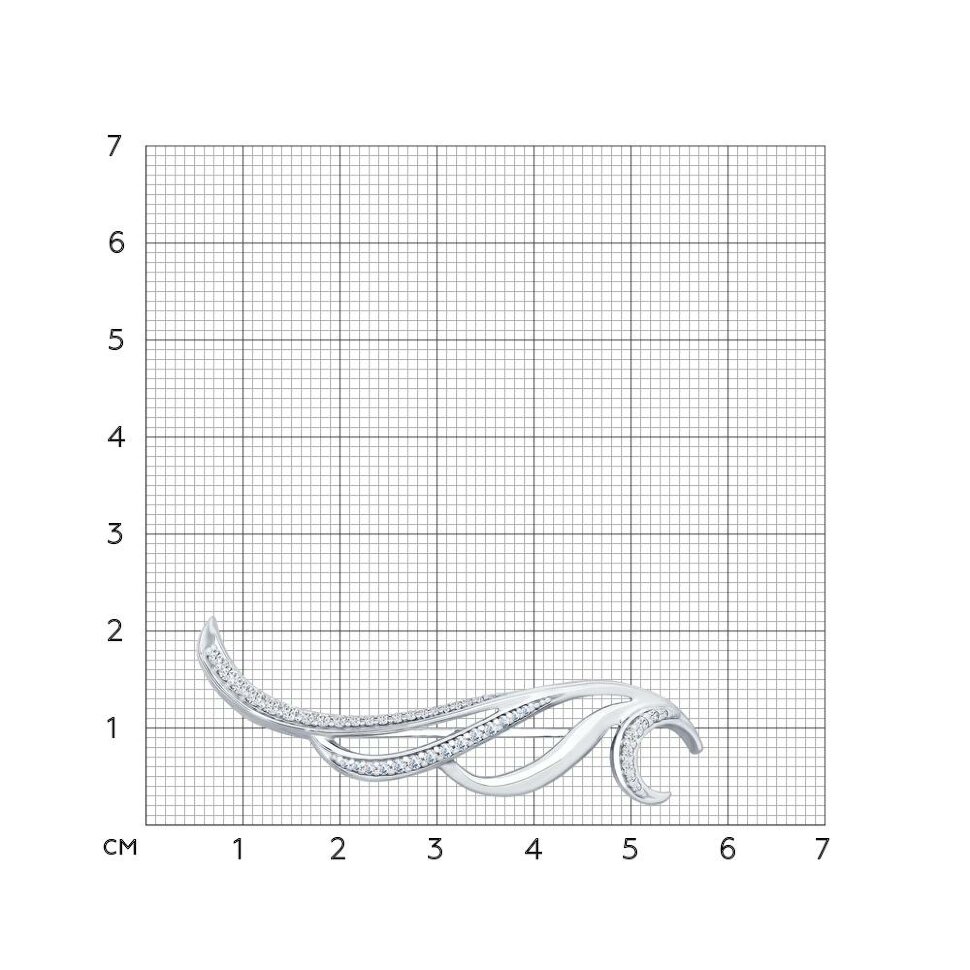 серебряная брошь с фианитами