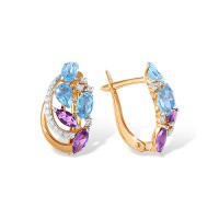 серьги с аметистами, топазами