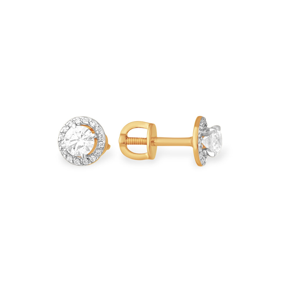 золотые серьги - пусеты со swarovski