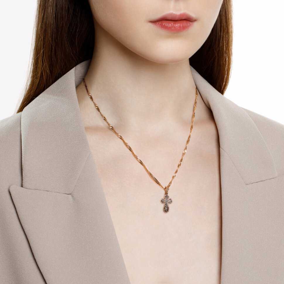 Крест золотой с фианитами