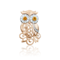 Брошь-подвеска «Сова» из красного золота с фианитами