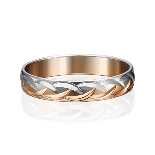 Обручальное кольцо из комбинированного золота с алмазной гранью Артикул: 01-4828-00-000-1111