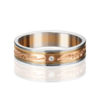 Обручальное кольцо «Вместе навсегда» из комбинированного золота с фианитом