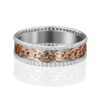 Обручальное кольцо из комбинированного золота с фианитами из коллекции La mia