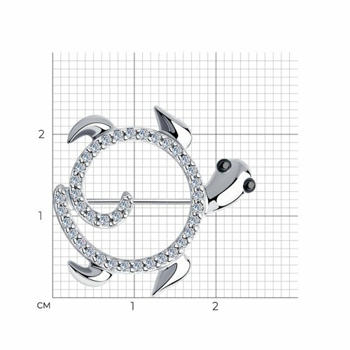 серебряная брошь с фианитами