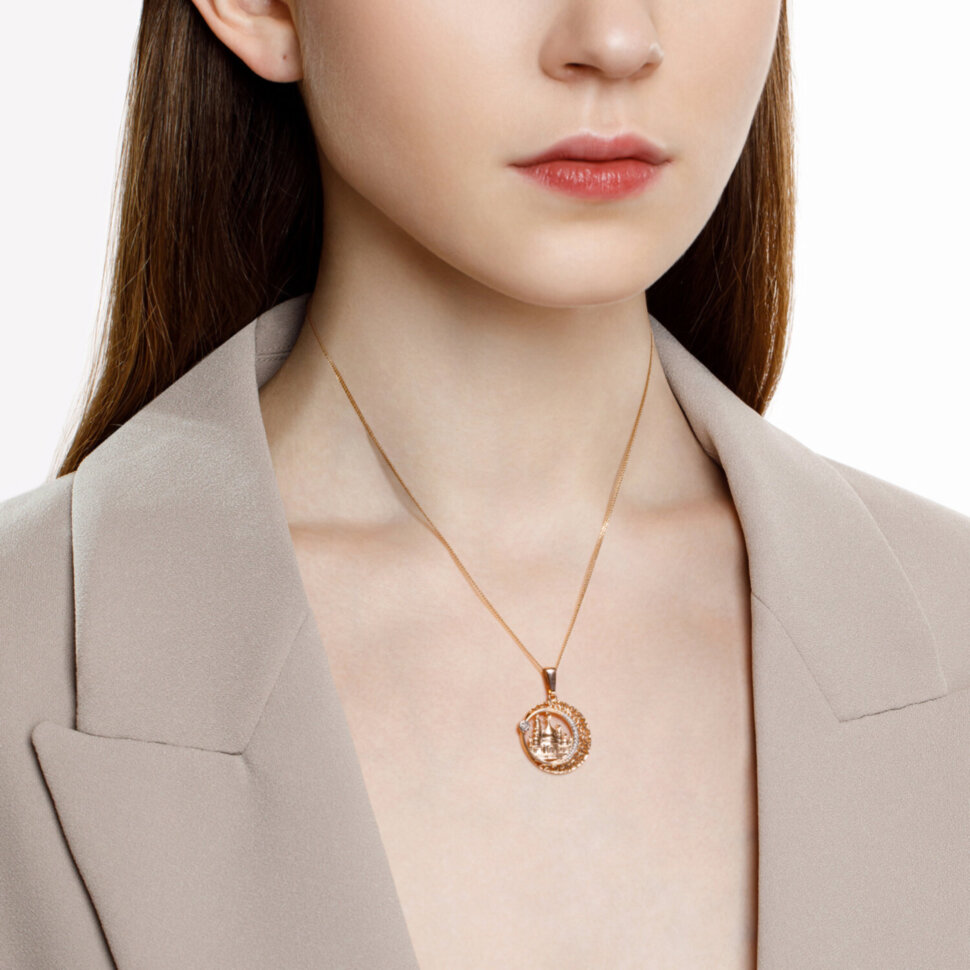 Подвеска золотая с фианитами