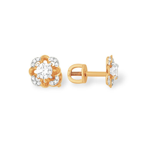 золотые серьги - пусеты со swarovski