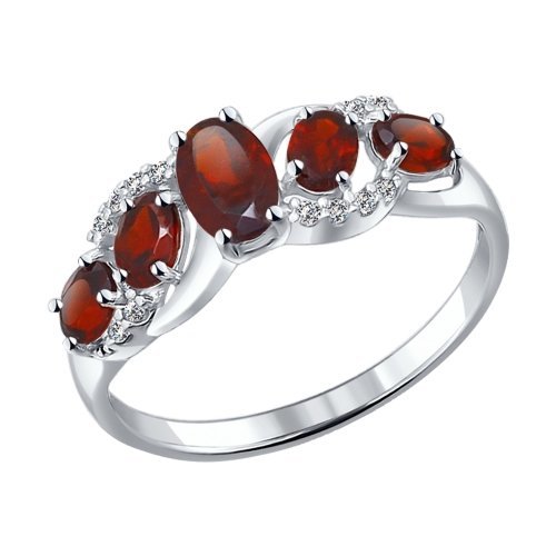 серебряное кольцо с гранатами