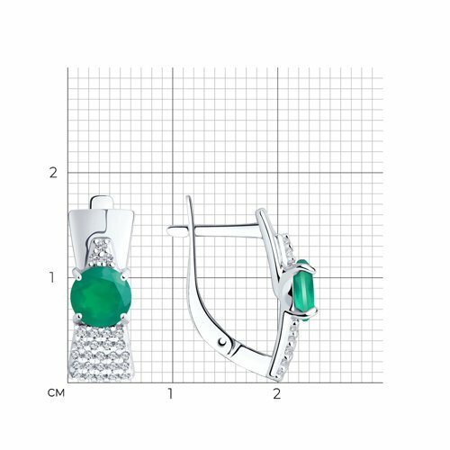 серебряные серьги с агатами и фианитами