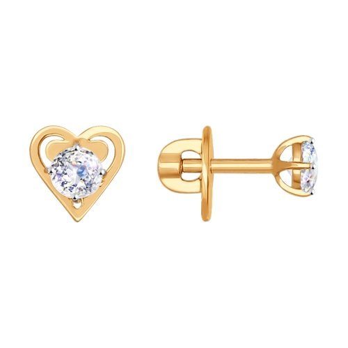 золотые серьги пусеты со swarovski 