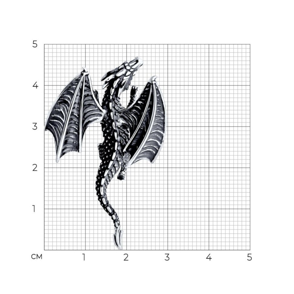 Серебряная подвеска "дракон" с чернением