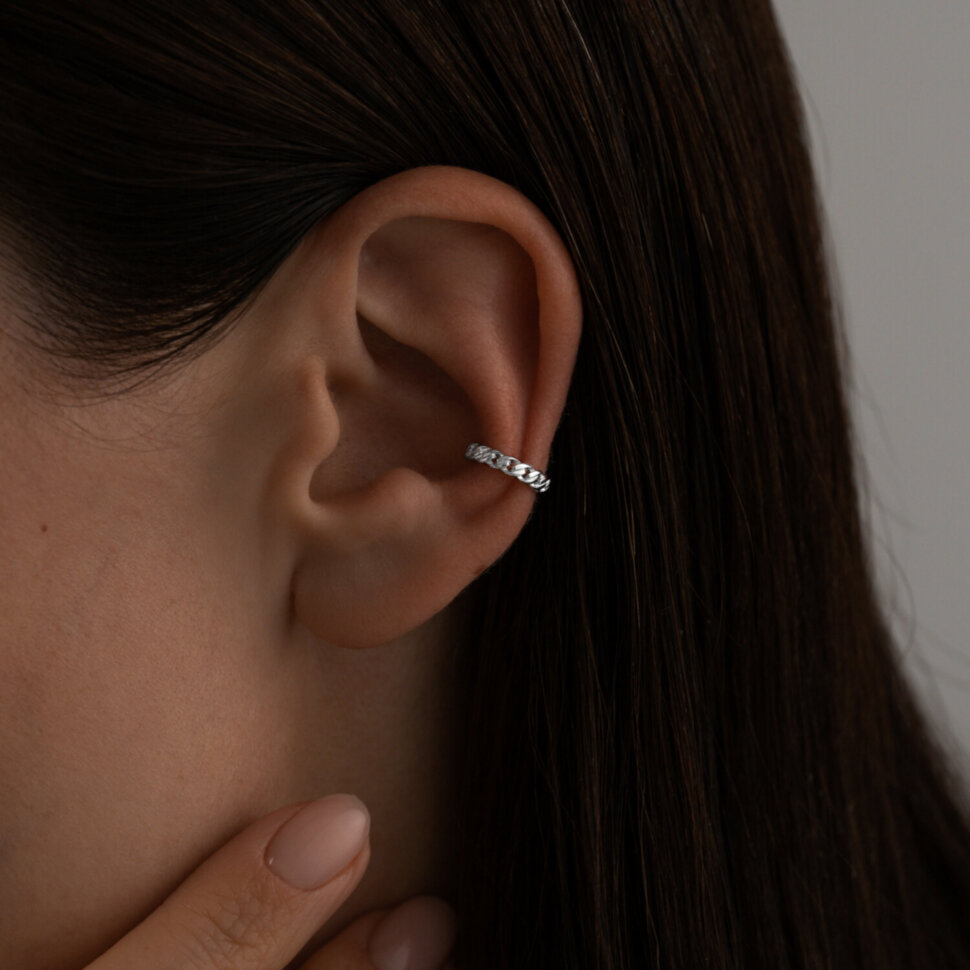 Серебряная одиночная серьга