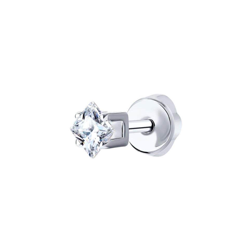 Серебряная одиночная серьга (пусета)