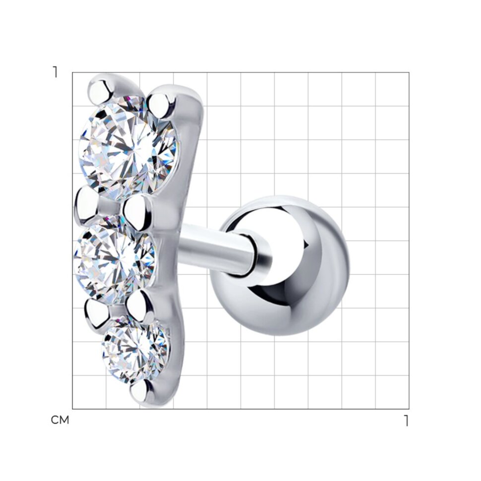 Серебряная одиночная серьга (пусета)