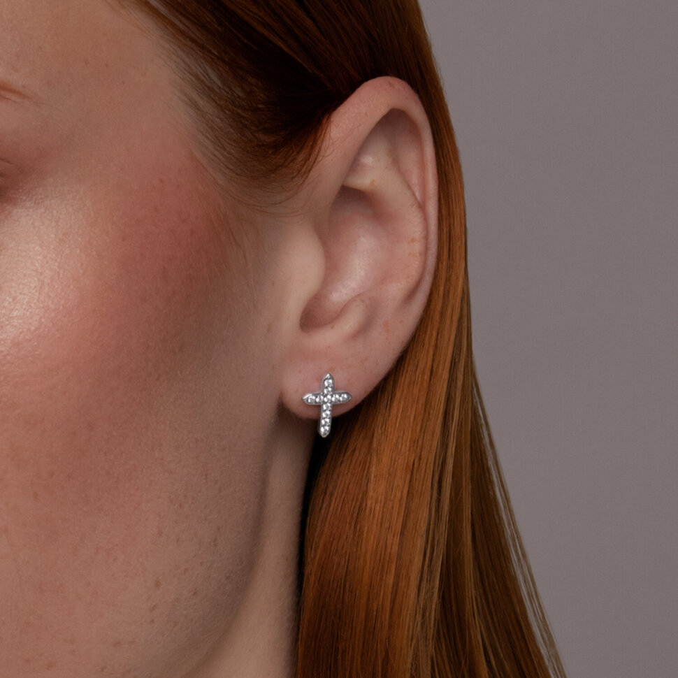 Серебряная одиночная серьга (пусета)