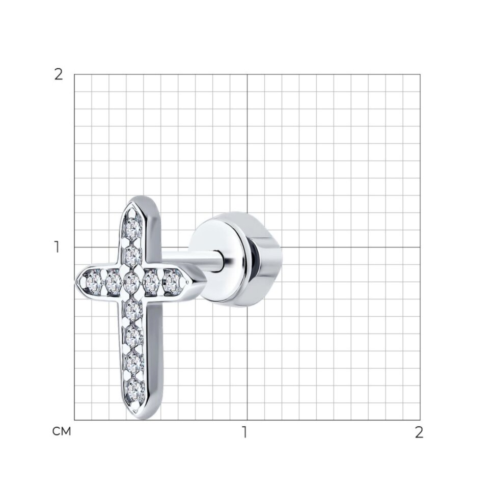 Серебряная одиночная серьга (пусета)