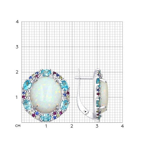 серебряные серьги с опалами и фианитами