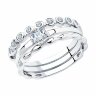 серебряное кольцо с фианитами 