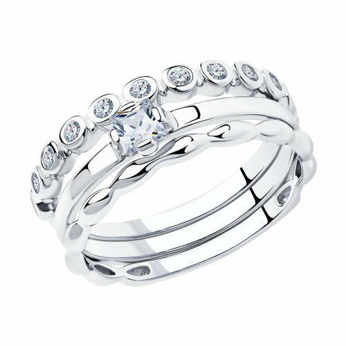 серебряное кольцо с фианитами 