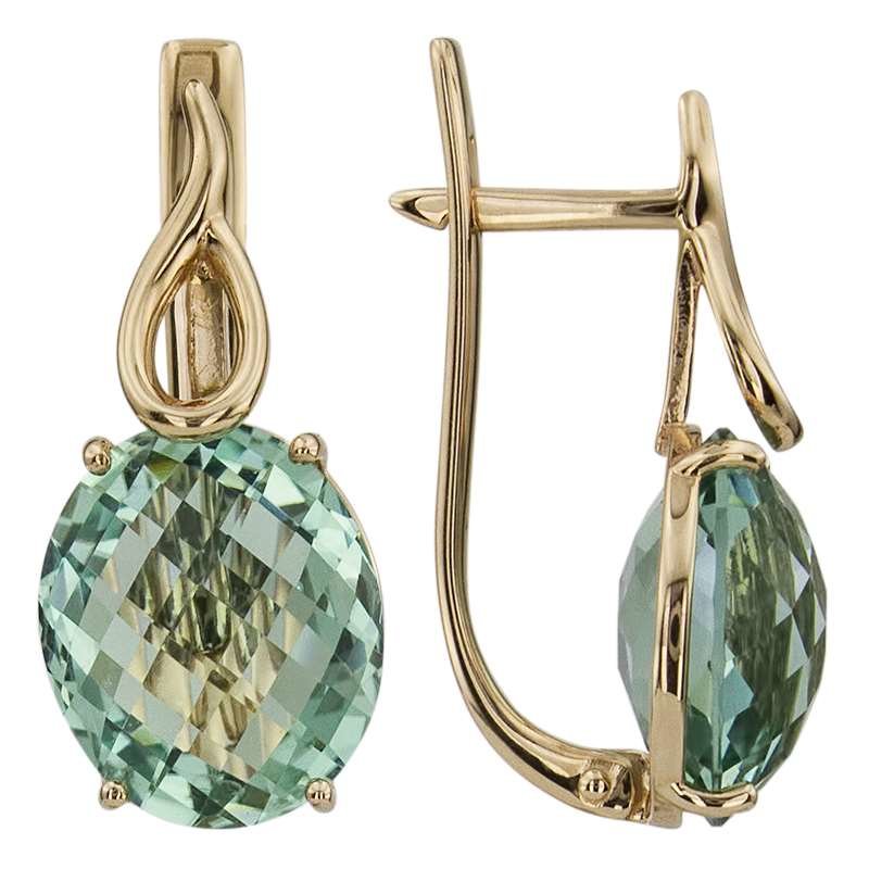 золотые серьги с аквамаринами