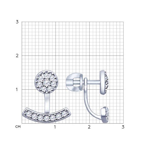 серебряные серьги-пусеты с фианитами