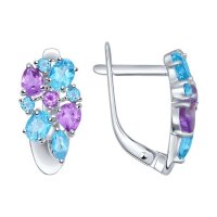 серебряные серьги с топазами и аметистами