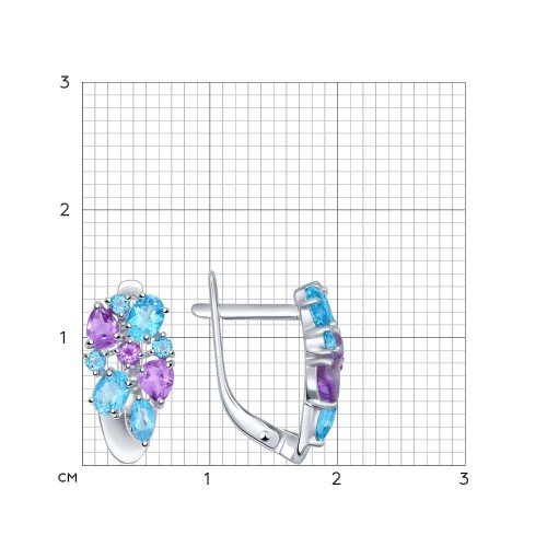 серебряные серьги с топазами и аметистами