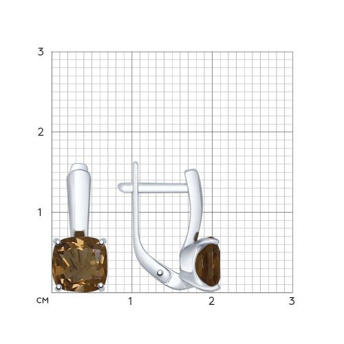 серебряные серьги с дымчатым кварцем
