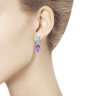 серебряные серьги с аметистами, топазами, фианитами