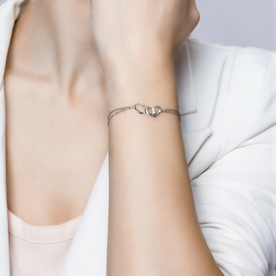 серебряный браслет с фианитами