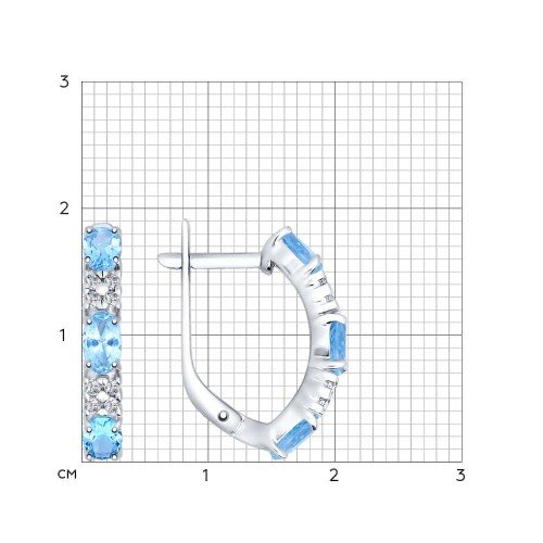 серебряные серьги с топазами и фианитами