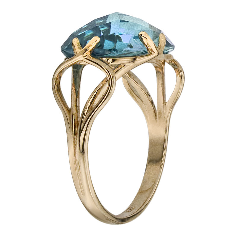 золотое кольцо с аквамарином