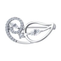 Серебряная брошь с фианитами